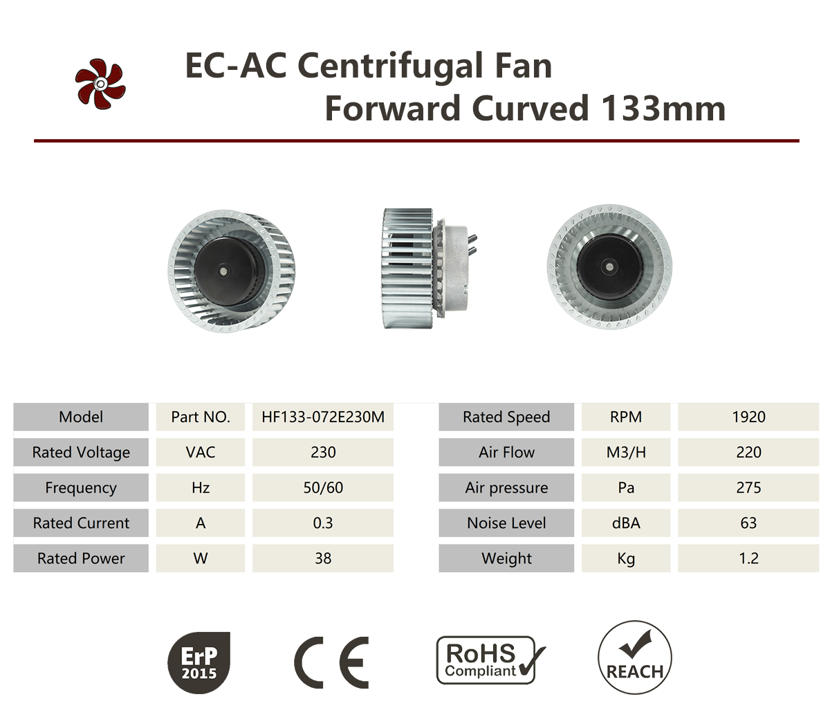 فرش السيارات شعاعي مروحة الطرد المركزي 