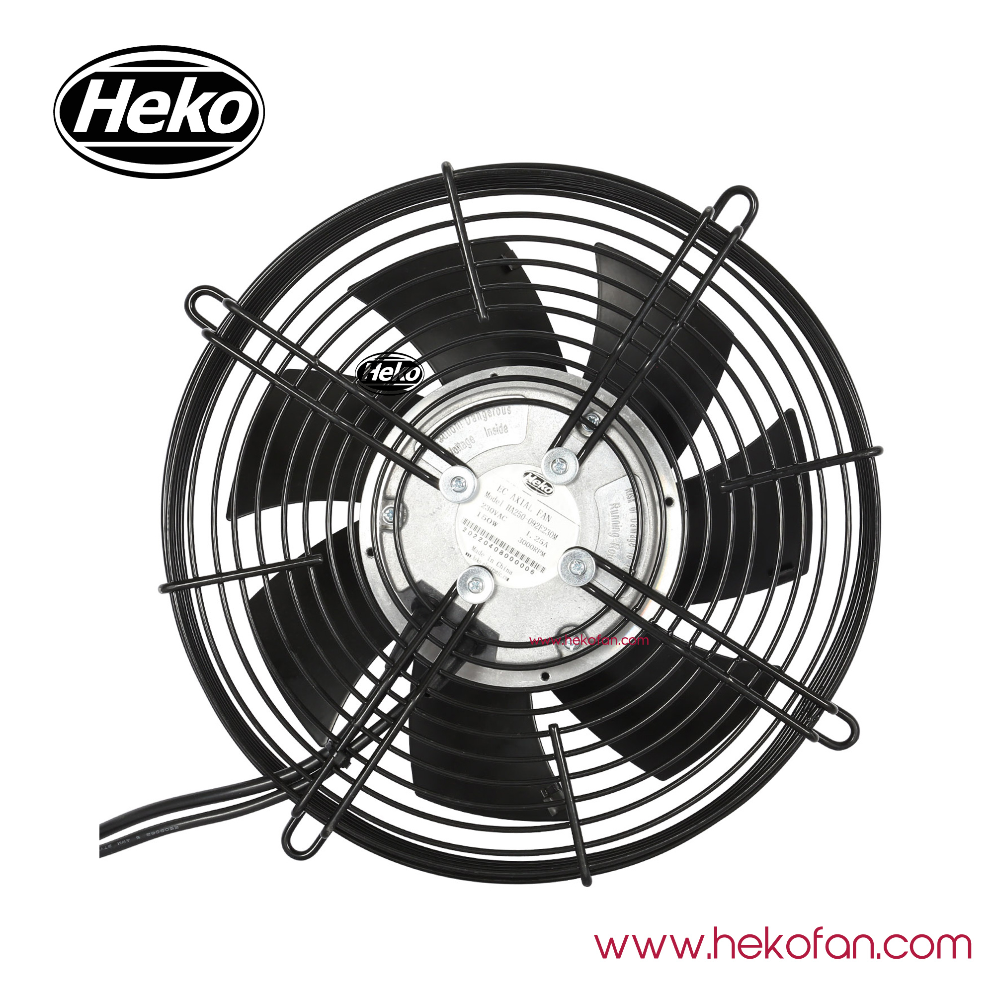 HEKO EC250mm محمول فولاذي مطلي بمراوح تدفق محورية سوداء