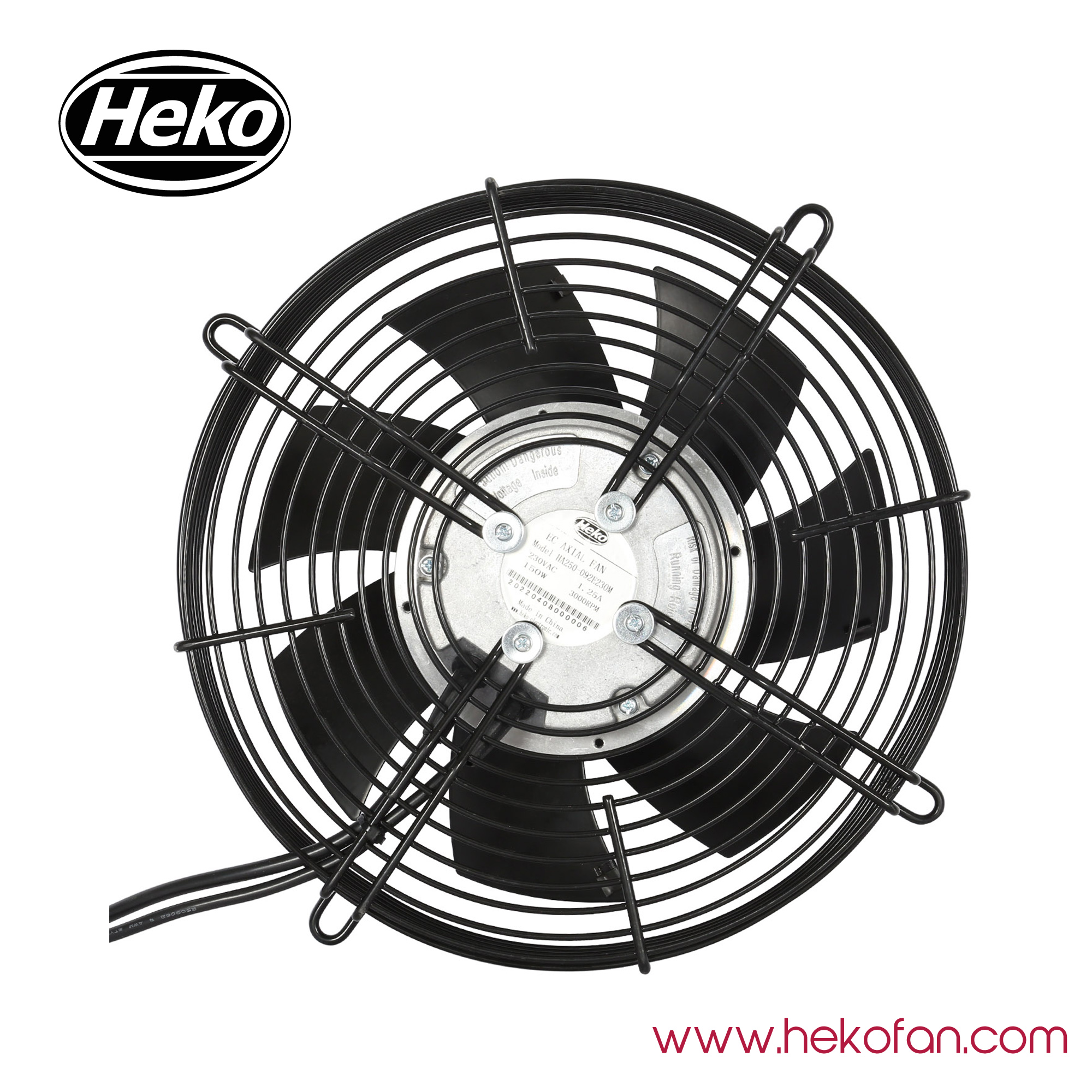 HEKO EC250mm فولاذ محمول مطلي بمراوح التدفق المحوري السوداء